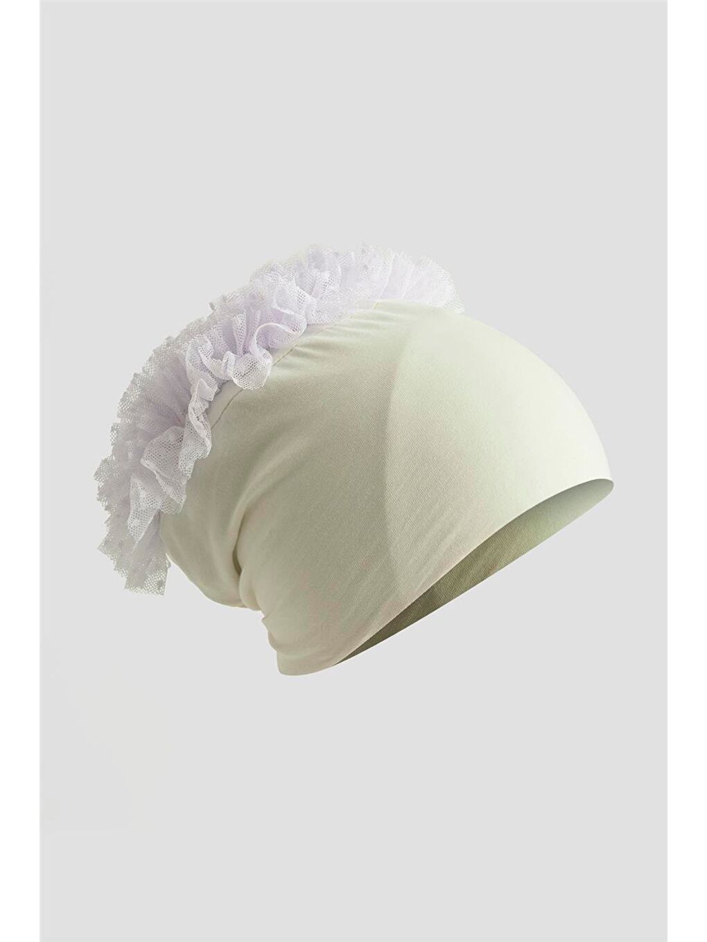 Ekru Dantel Topuzlu Bone 3-Krem-1