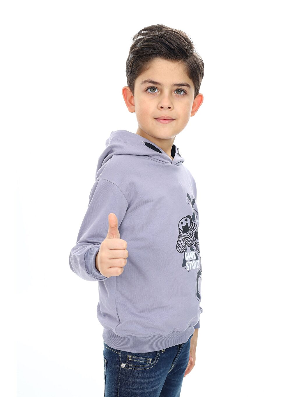 Gri Erkek Çocuk Baskılı Sweatshirt-2