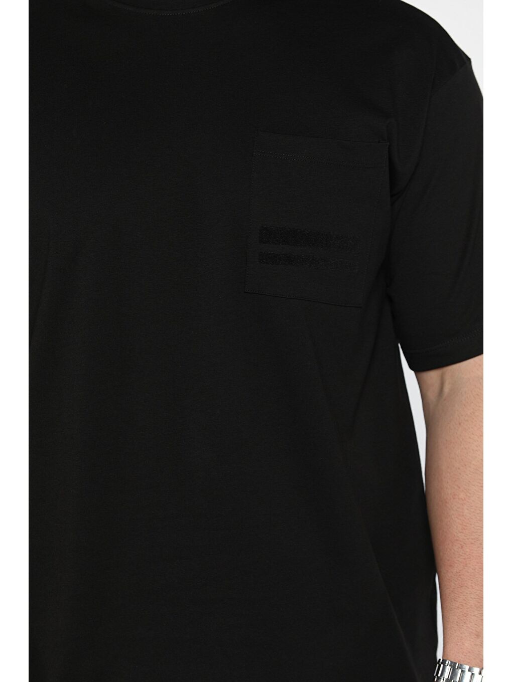 Siyah Erkek Cepli Bisiklet Yaka Tişört-3