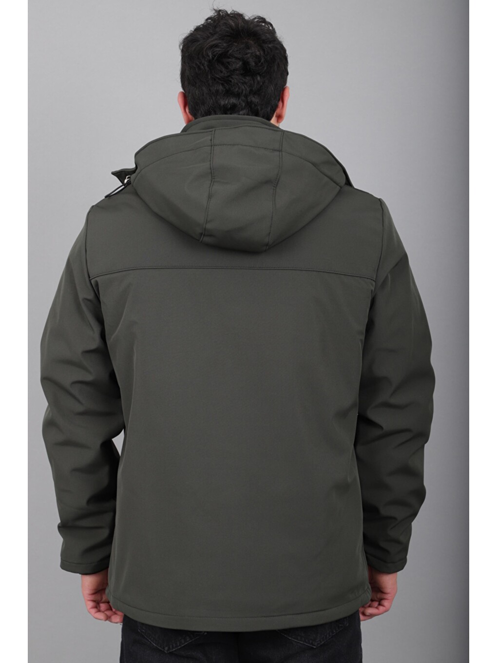 Haki İçi Kürklü Göğüs Detay Softsheel Kışlık Mont Kmd 833_50524-6