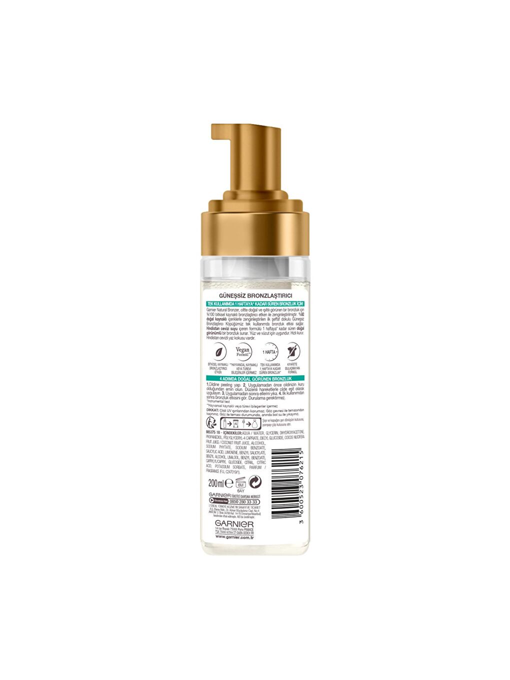 GARNIER Beyaz Ambre Solaire Güneşsiz Bronzlaştırıcı Köpük 200 ml - 1