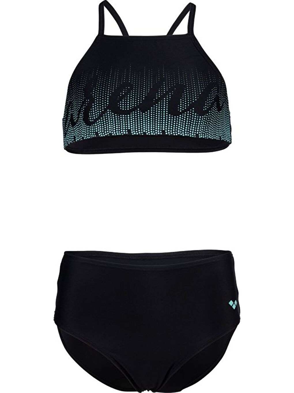 Siyah Girls Graphic Swimsuit Bikini Crop Top Kız Çocuk Bikini Alt Üst Takım 006207500