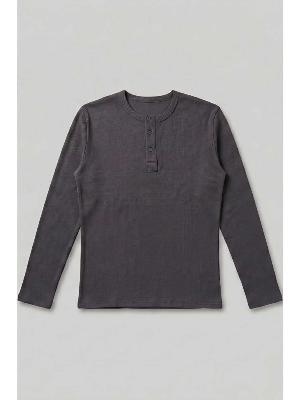 Erkek Antrasit Henley  T-Shirt