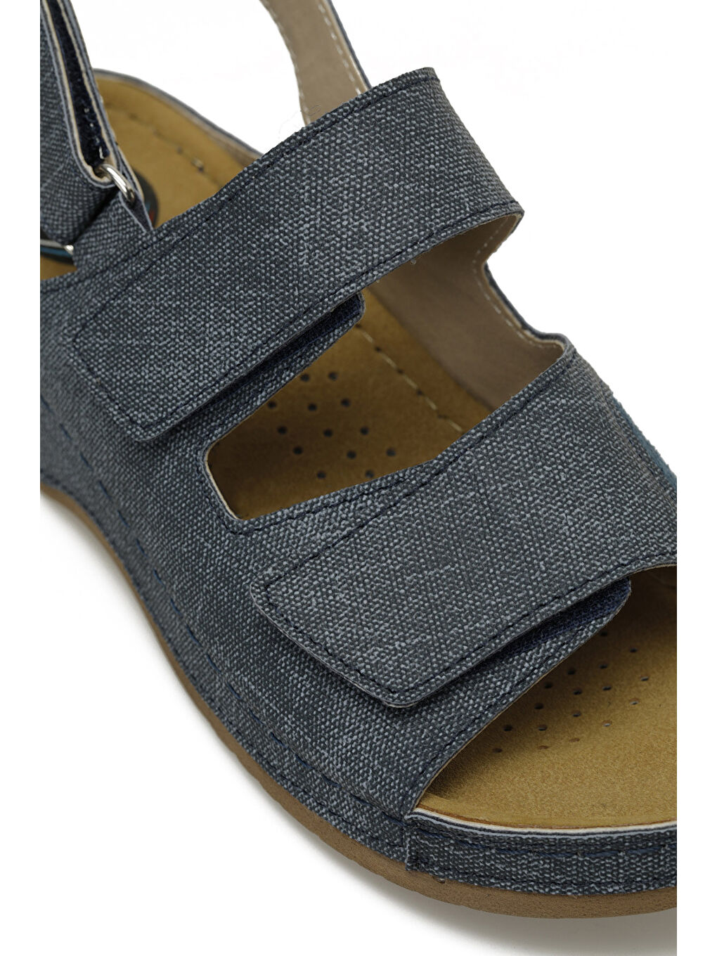 166992.Z5FX Mavi Kadın Düz Sandalet-6