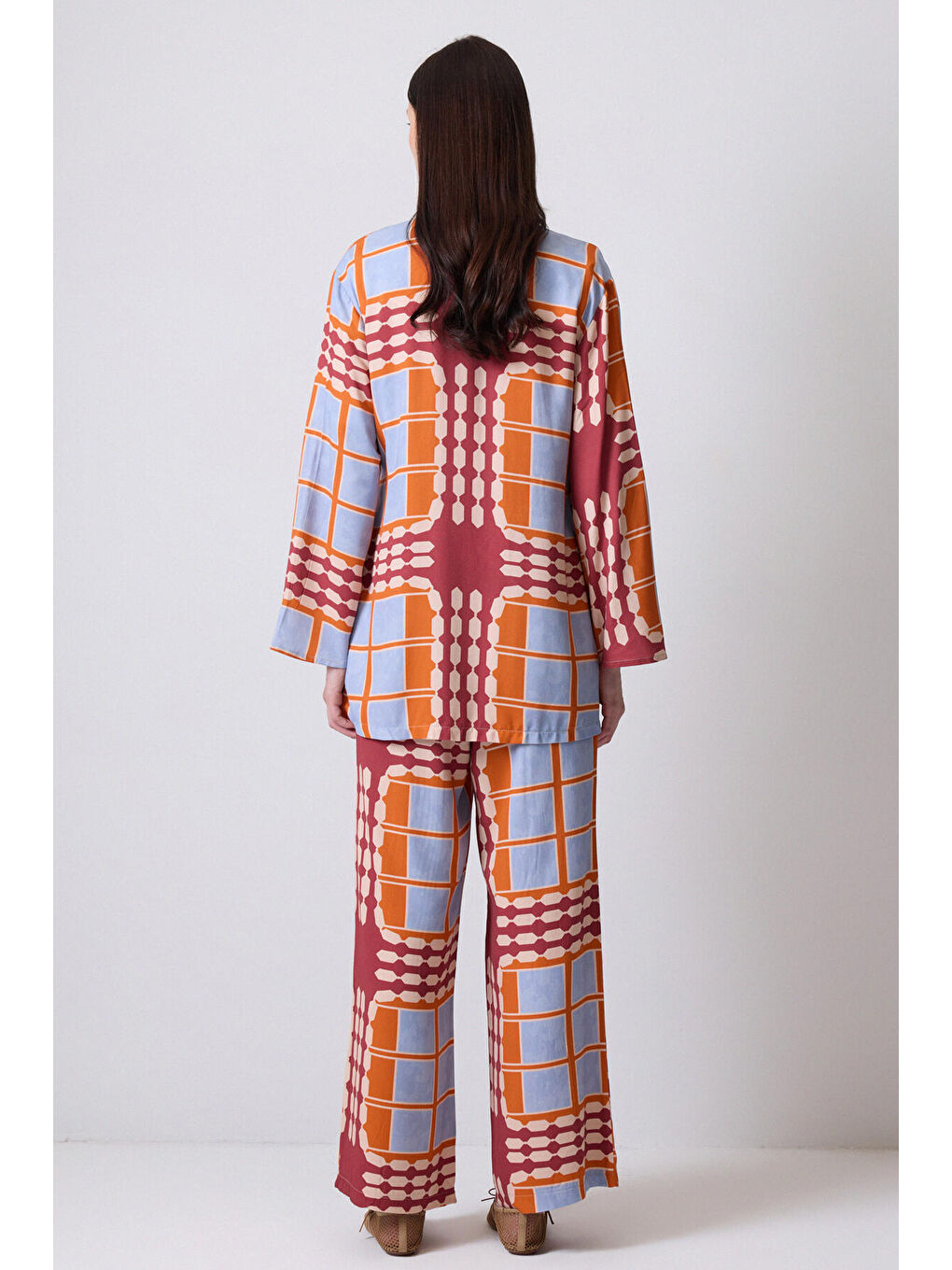Touché Siyah Desenli Kimono Pantolon Takım - 3