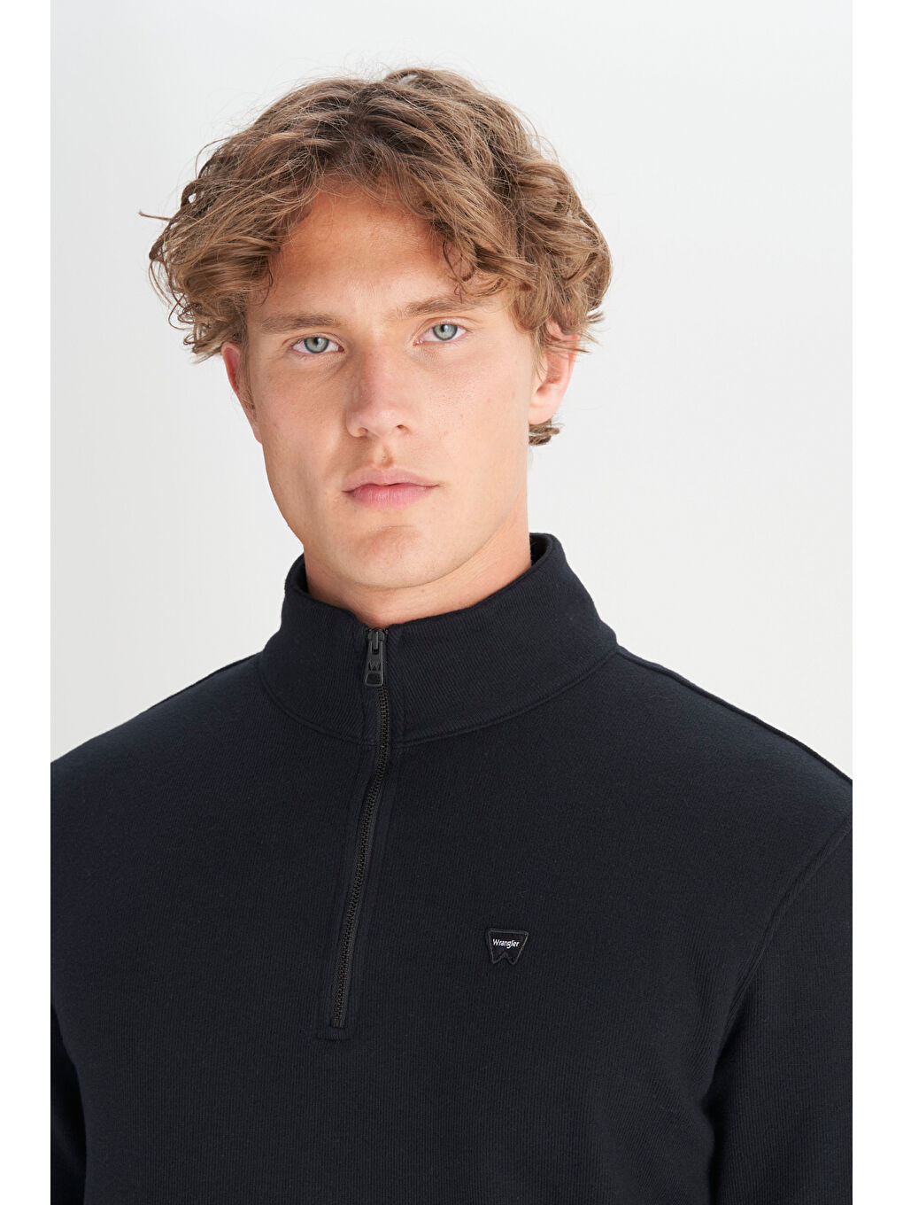 Siyah Pamuklu Regular Fit Dik Yaka Fermuarlı Selanik Örgü Sweatshirt-3