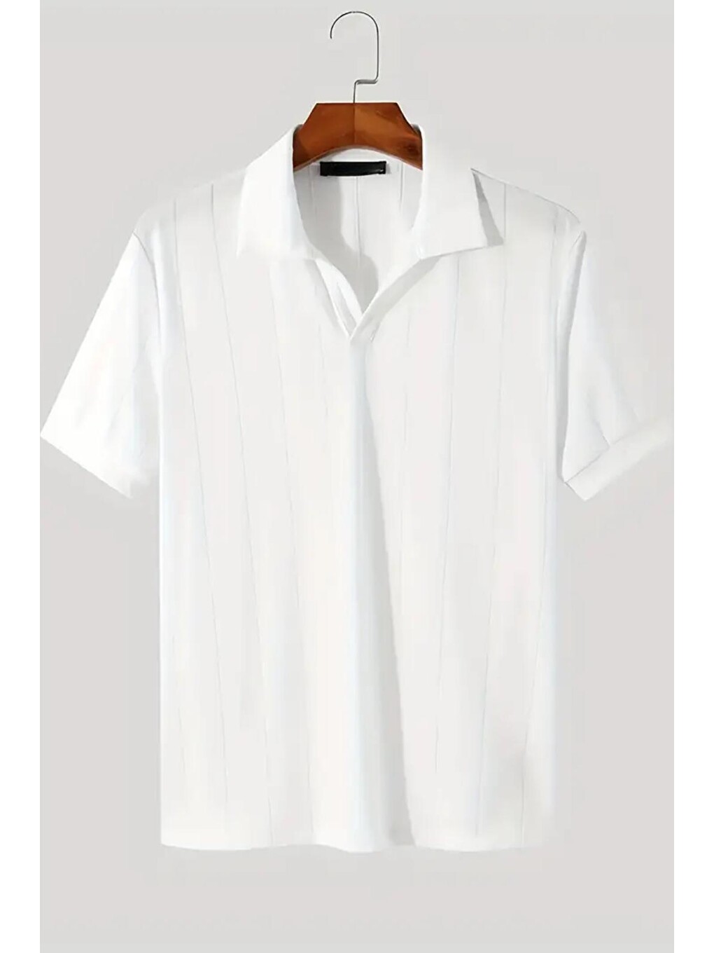 Beyaz Quentin Çizgili Elastanlı Slim Fit Polo Yaka Örme Erkek Triko Tshirt-2