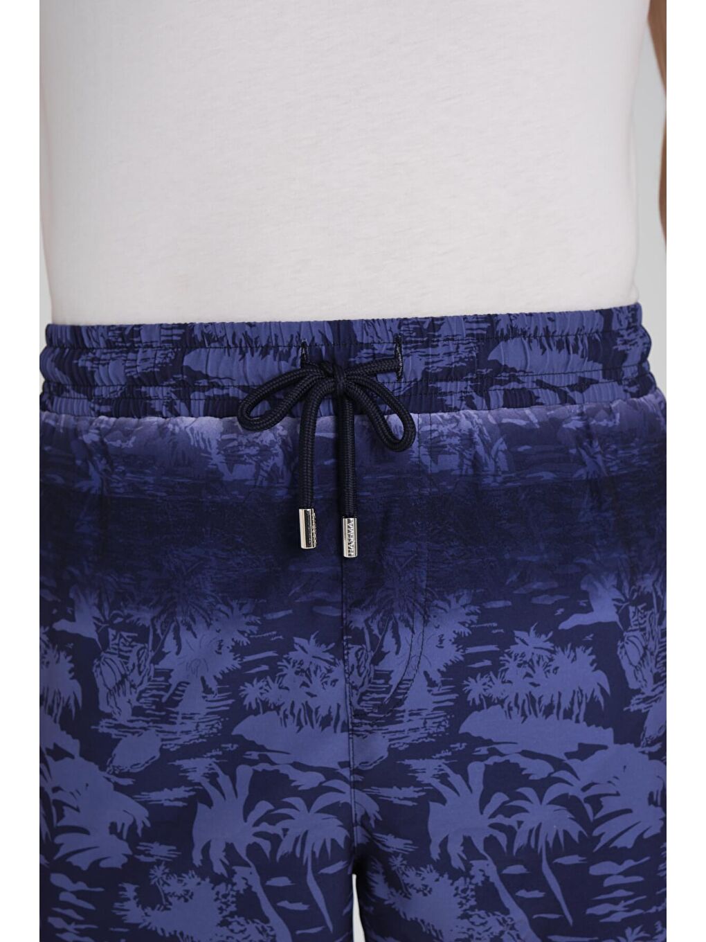 Desenli Lacivert Uzun Erkek Havuz Ve Deniz Şortu 2414-3