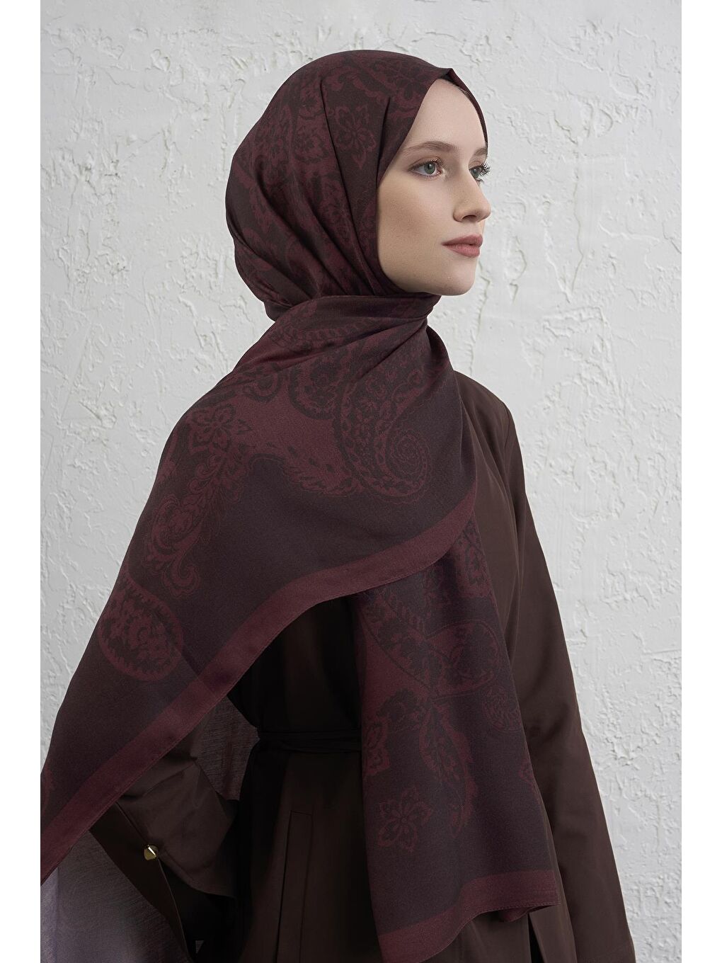 Bordo İpek Etro Şal 01-2