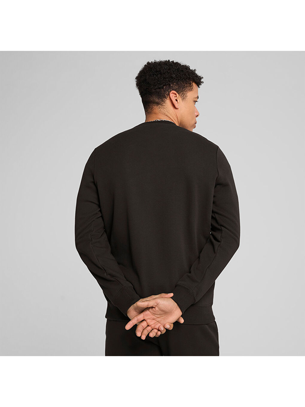 Essentials Small No 1 Logo Crew Erkek Siyah Bisiklet Yaka Sweatshirt-2