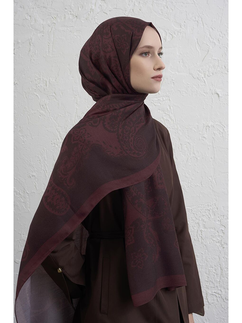 Bordo İpek Etro Şal 01-3