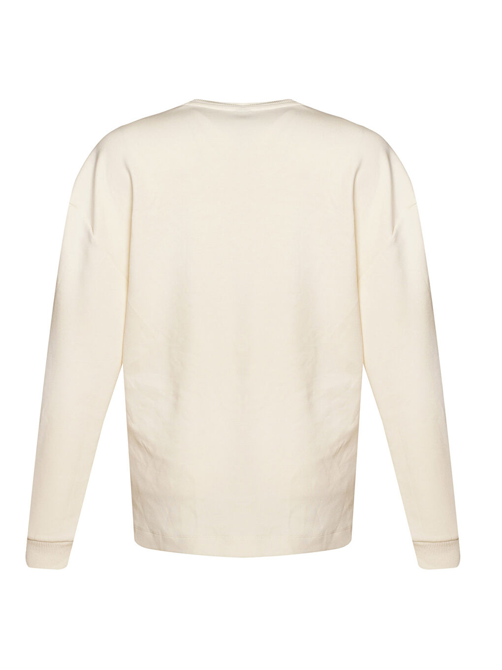 Melton Kadın Ekru Bisiklet Yaka Sweatshirt-2