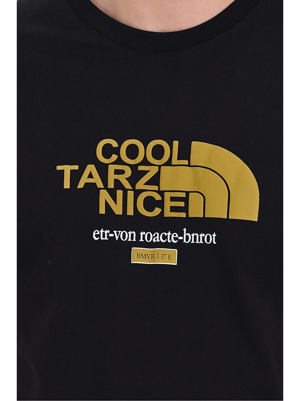 Siyah Bisiklet Yaka Oversize Ayıcık Baskılı Salaş Unisex Tişört-5