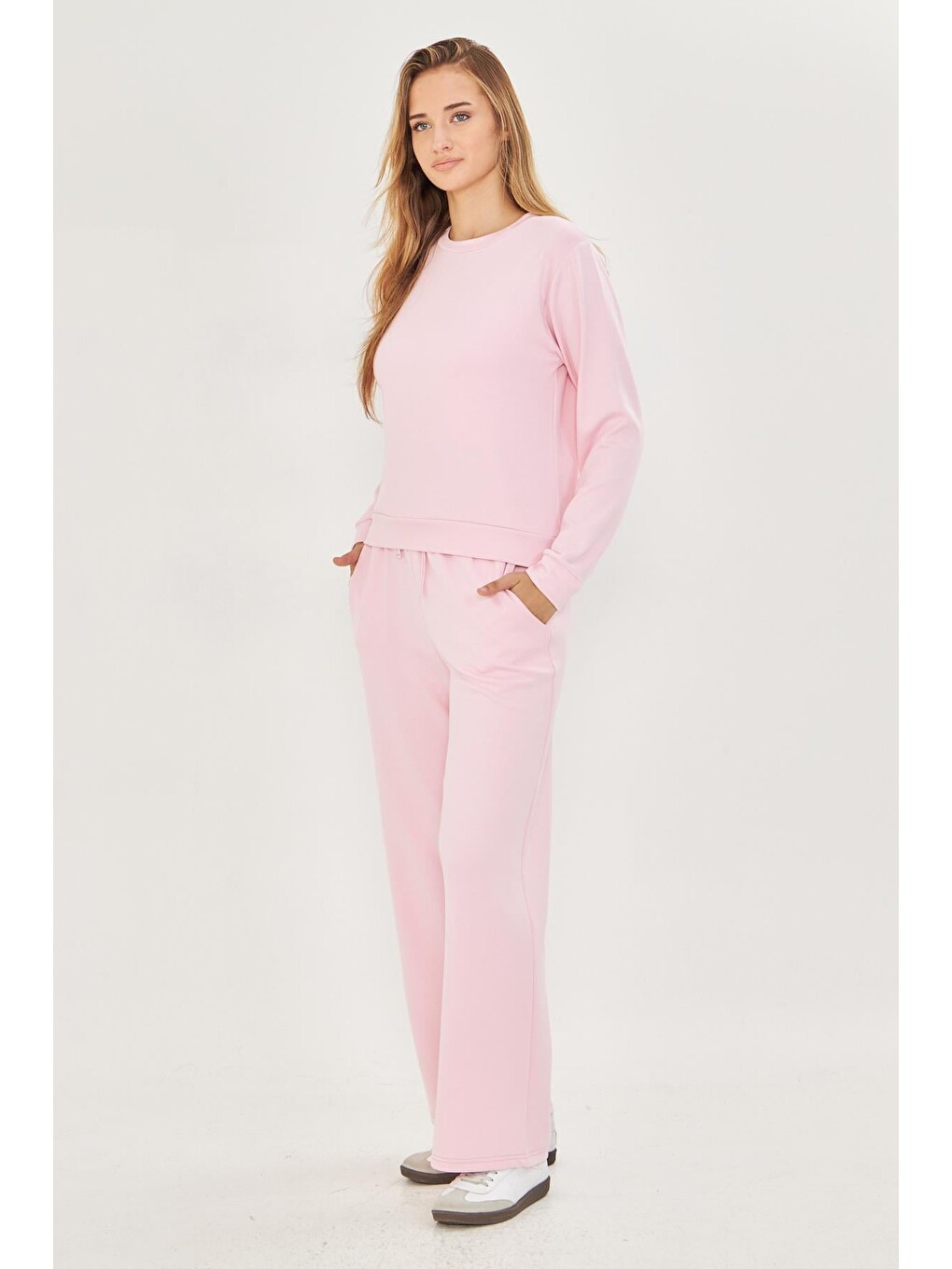 Kadın Modal Kumaş Rahat Kalıp Eşofman Takımı Pembe 8510-P-1