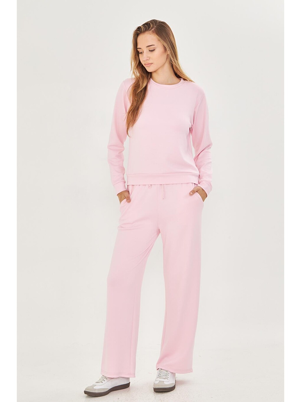 Kadın Modal Kumaş Rahat Kalıp Eşofman Takımı Pembe 8510-P-2