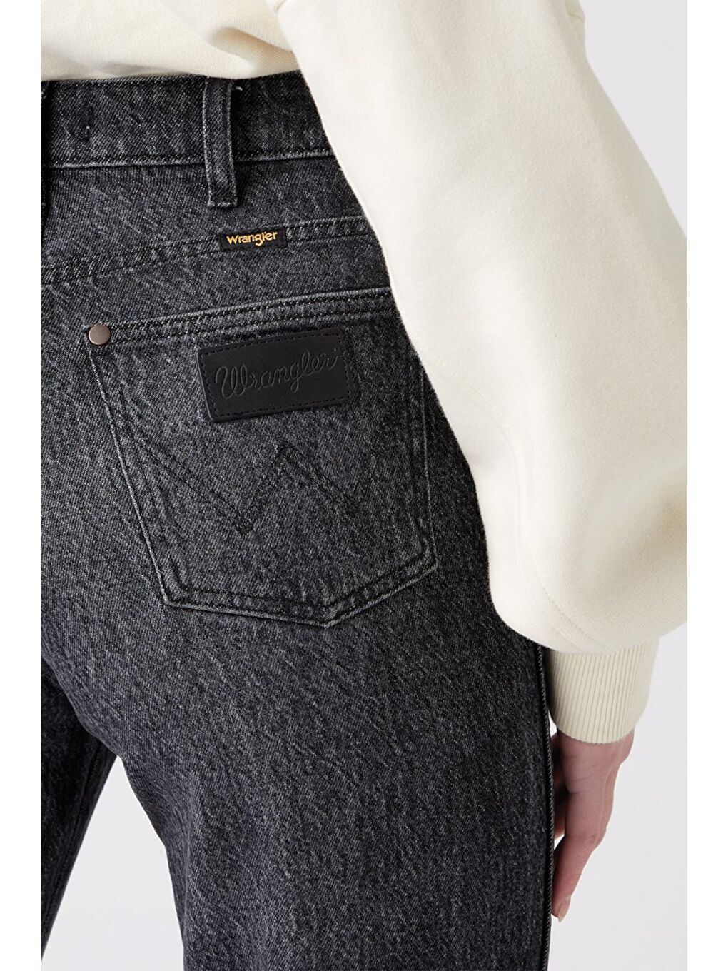 Gri Mom Fit Denim Yüksek Bel Jean Jean Pantolon-4