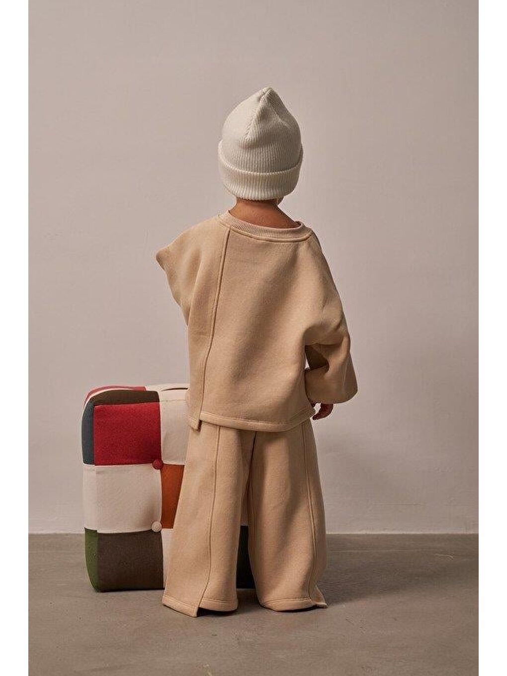 Bej Omuz Nakışlı Asimetrik Detaylı Alt Üst Takım-5