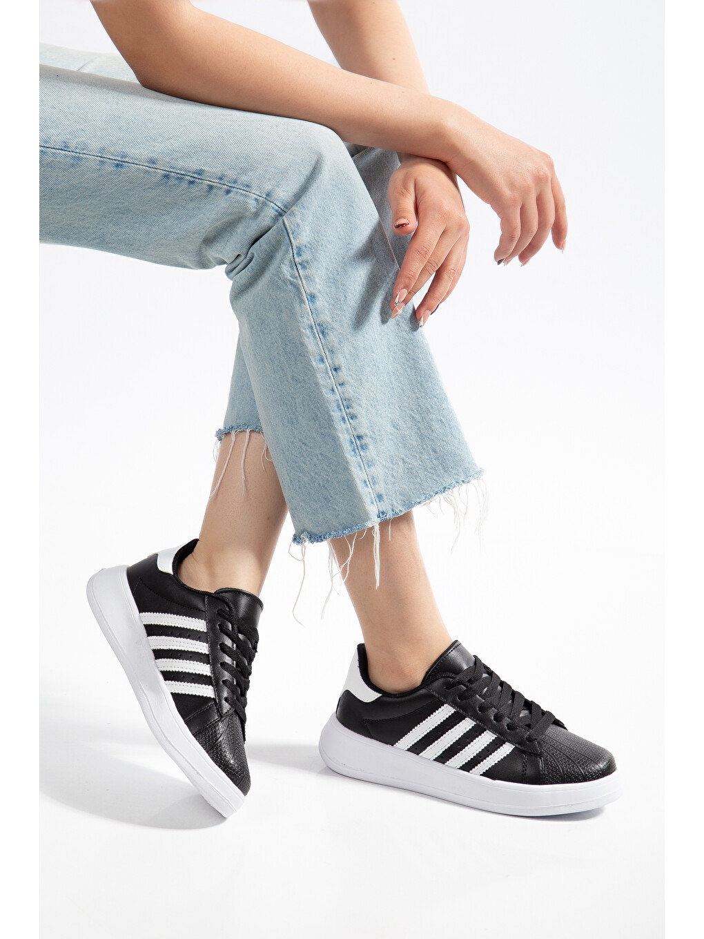 Siyah D0595 Günlük Oroptedik Kadın Sneaker Spor Ayakkabı