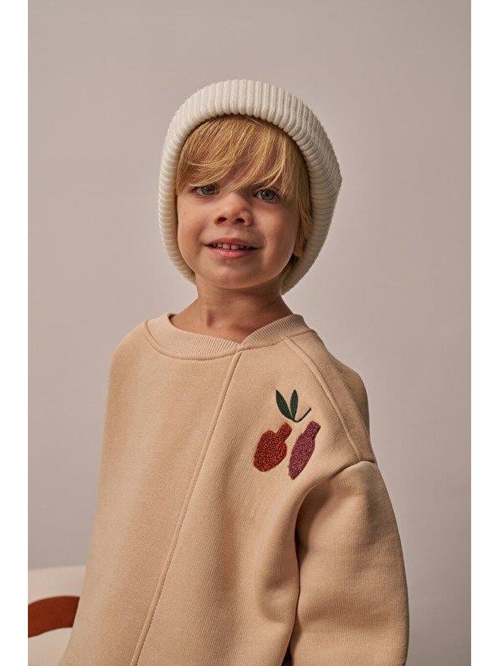 Bej Omuz Nakışlı Asimetrik Detaylı Alt Üst Takım-6