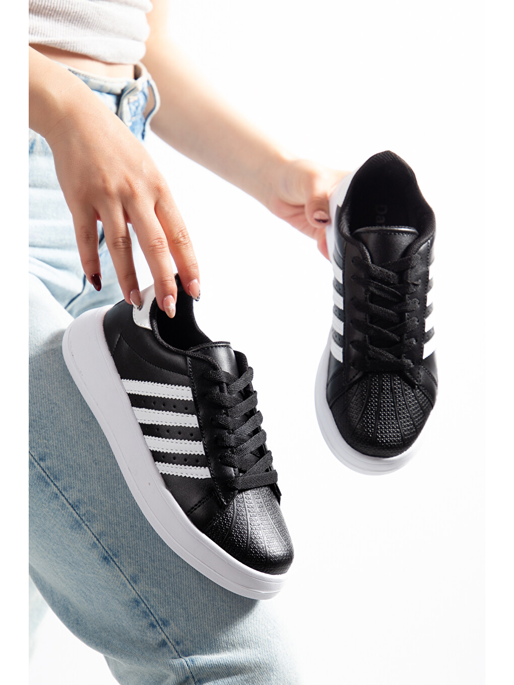 Siyah D0595 Günlük Oroptedik Kadın Sneaker Spor Ayakkabı-1