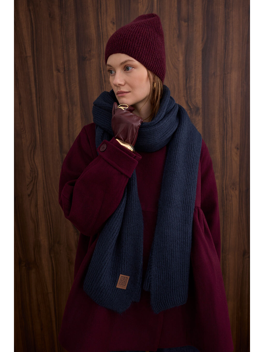 Büzgü Detaylı Kaban Bordo-3