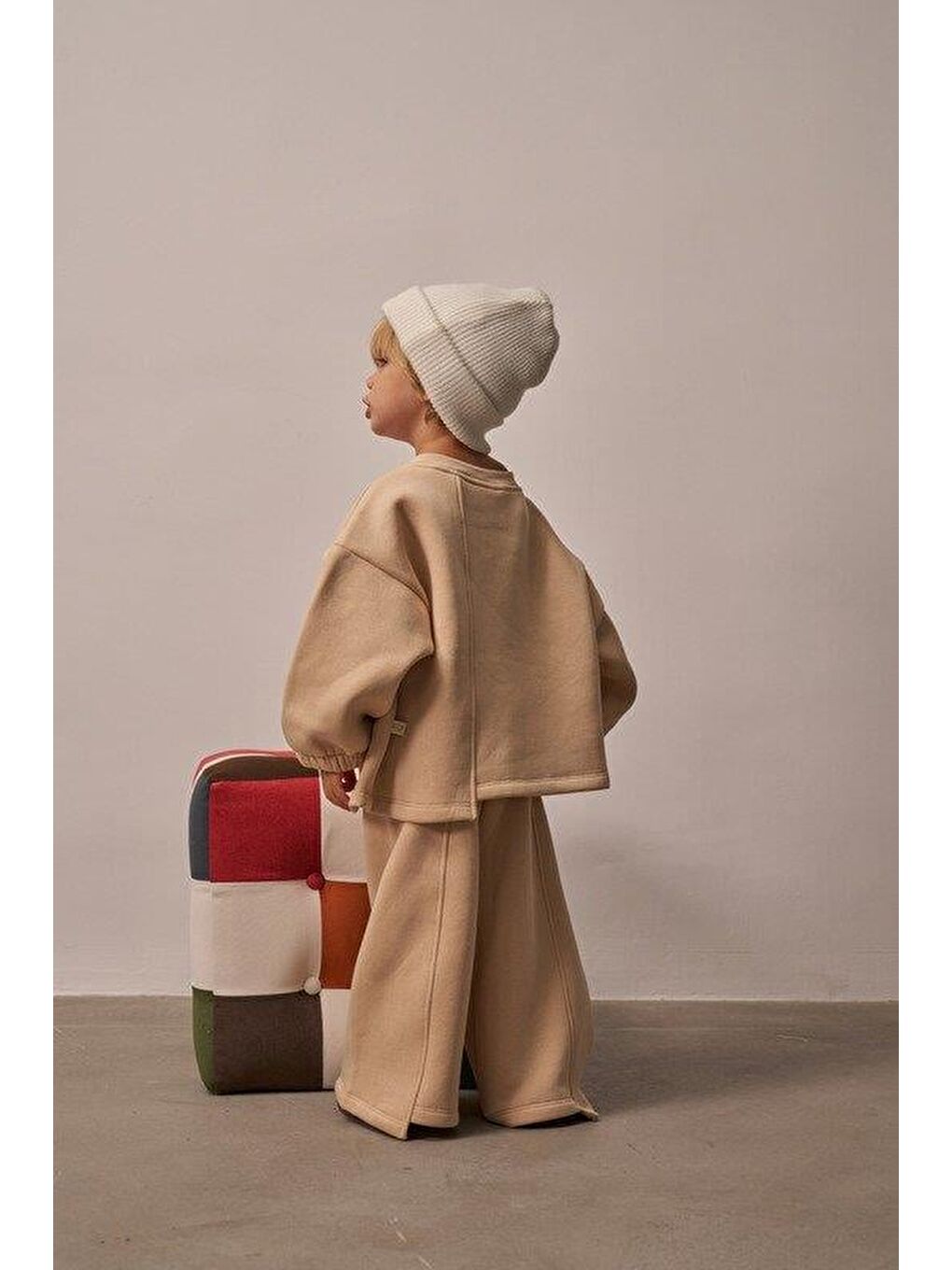 Bej Omuz Nakışlı Asimetrik Detaylı Alt Üst Takım-7