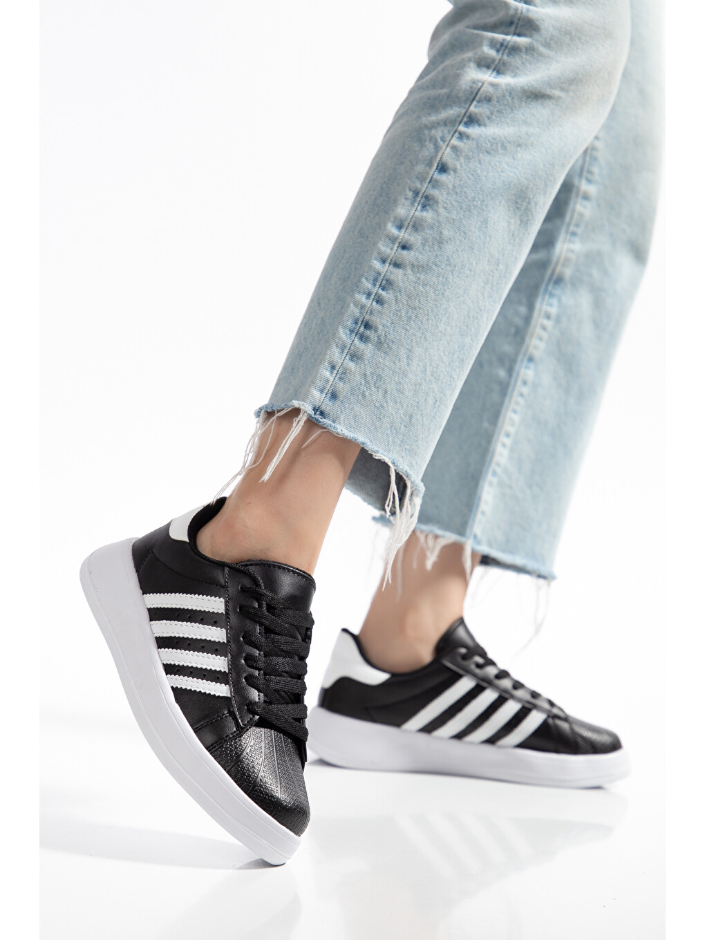 Siyah D0595 Günlük Oroptedik Kadın Sneaker Spor Ayakkabı-2