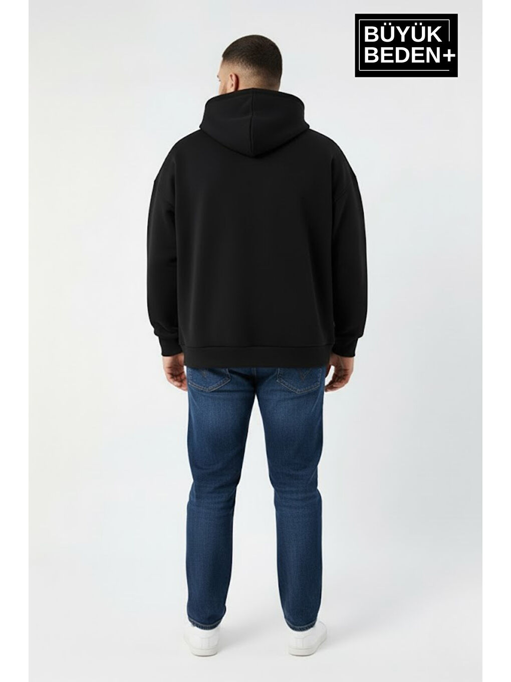 Siyah Erkek Büyük Beden Hoodie –Rahat Kalıp Konforlu Unified Baskılı Sweatshirt SPR26BSW968-2