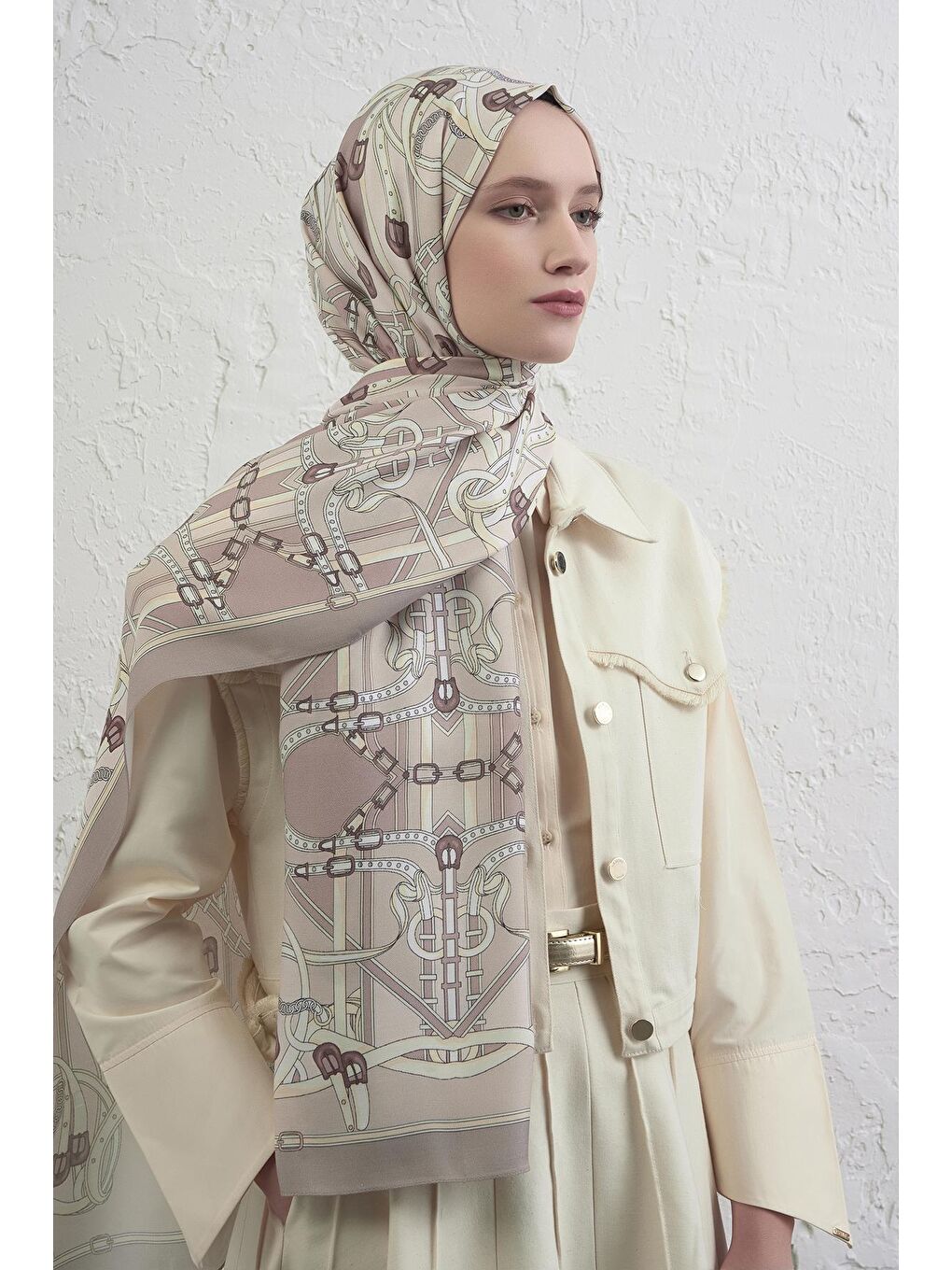 Bej İpek Şal 5 05-3