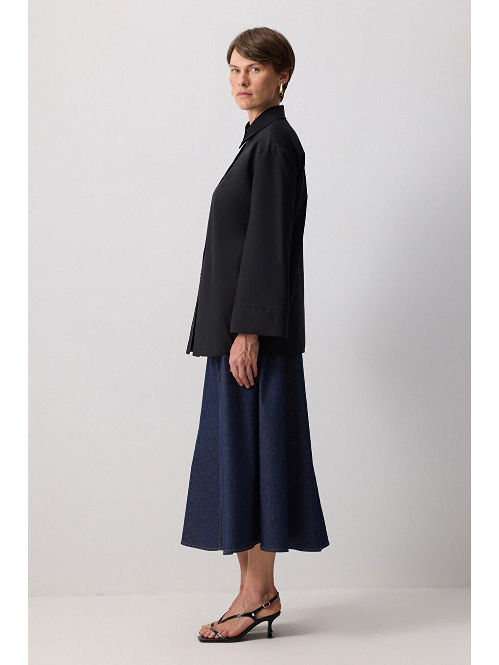 Siyah Kimono Kol Gömlek-2