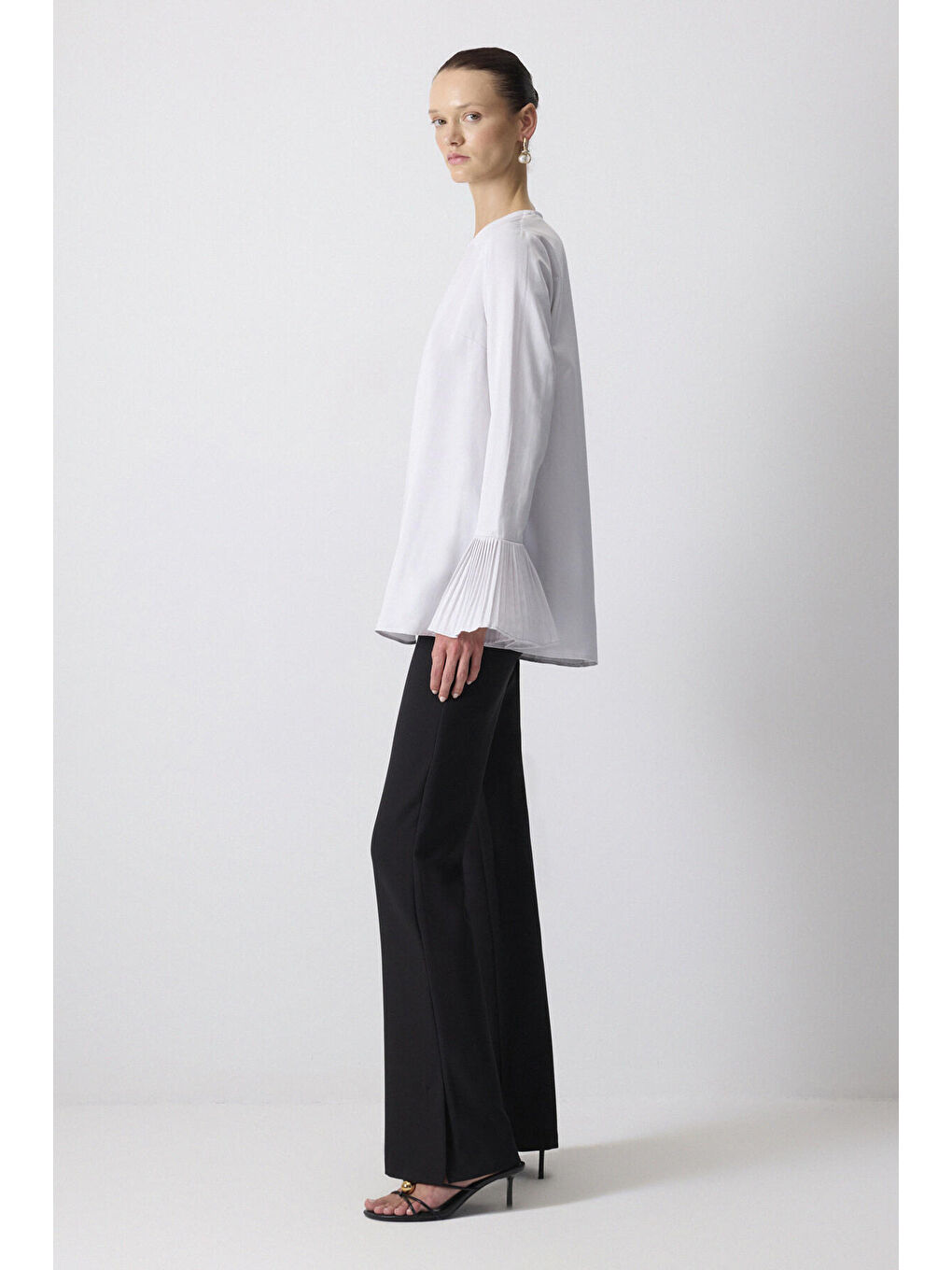 Gri Pileli Manşet Tunik-2