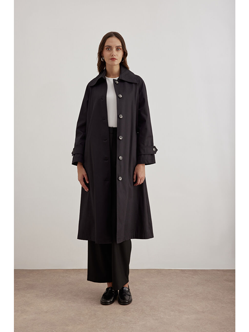Siyah 7161111 Reglan Trençkot-1