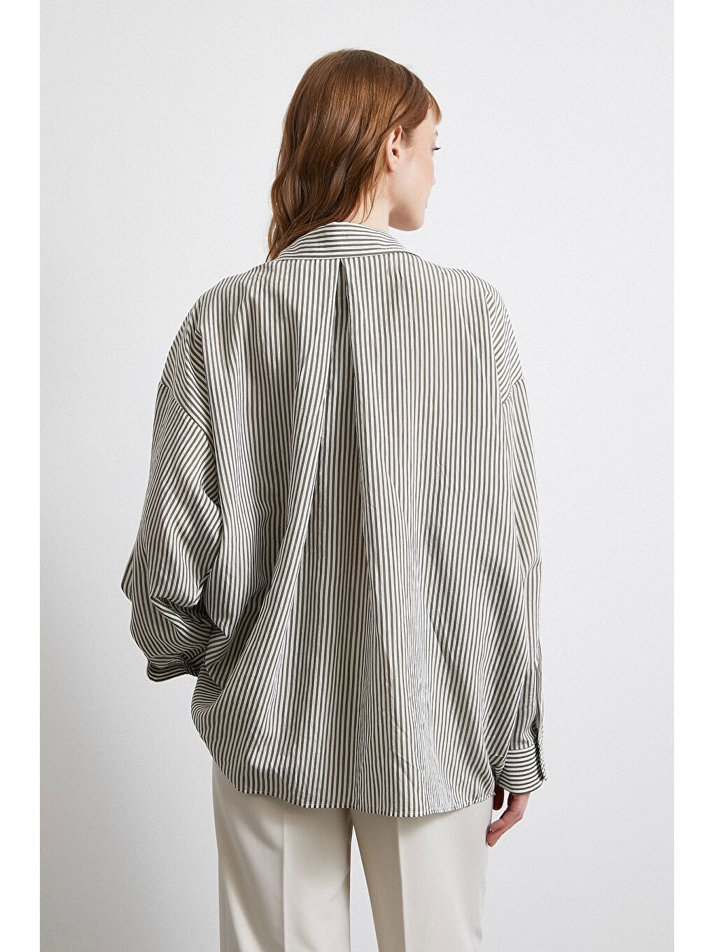 Yarasa Kol Çizgili Gömlek Haki-5