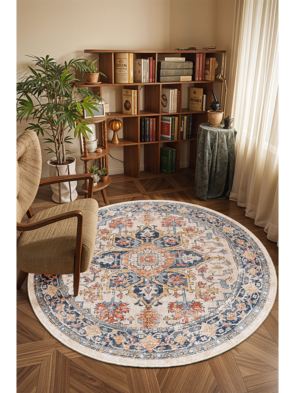 Turuncu Dekoratif Özel Tasarım Yıkanabilir,İnce, Kaymaz Tabanlı, Modern Halı-1