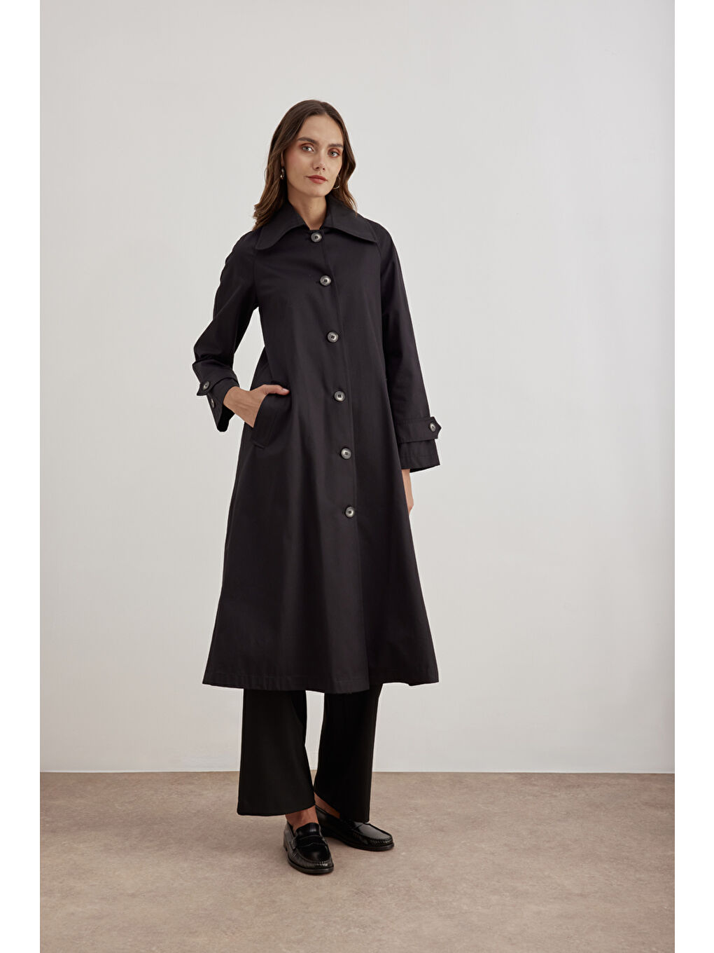 Siyah 7161111 Reglan Trençkot-2