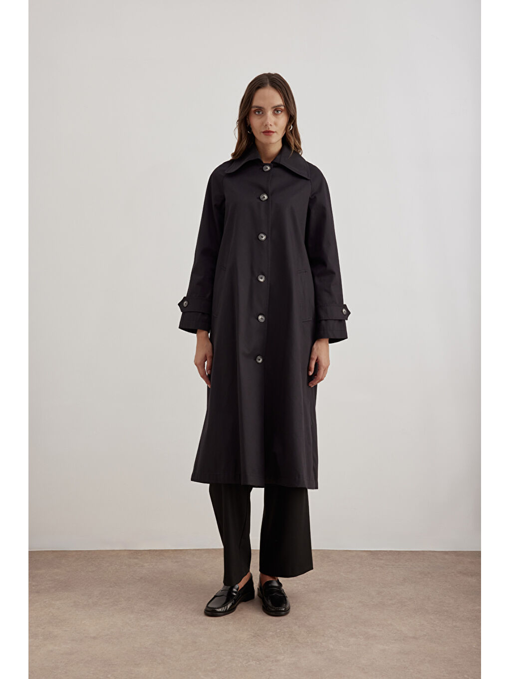 Siyah 7161111 Reglan Trençkot-3
