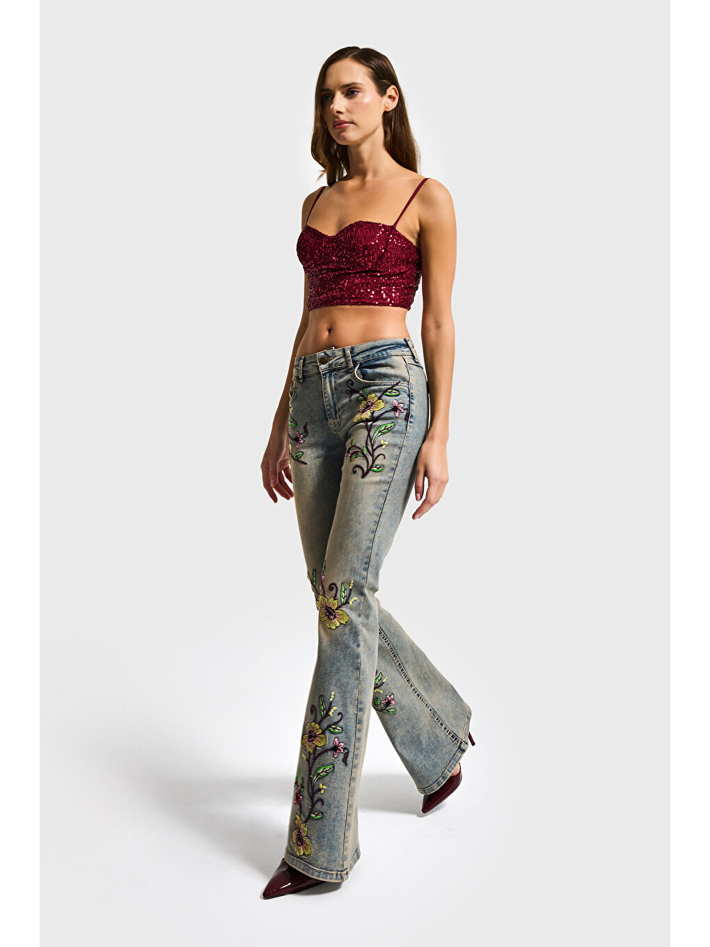 Mavi Kadın T.Kot Rengi 4s6-91 Midrise Flare Fit Özel Nakış Desenli Elastan Kumaş Denim Jean-3