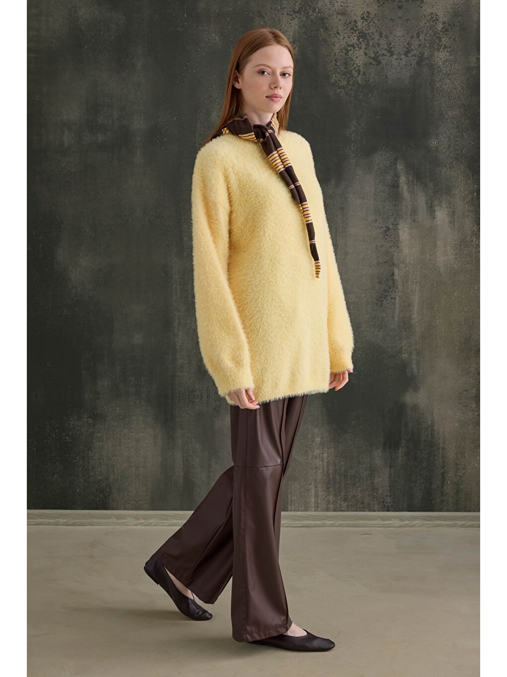 Yumuşak Tüylü Kazak Soft Sarı-2