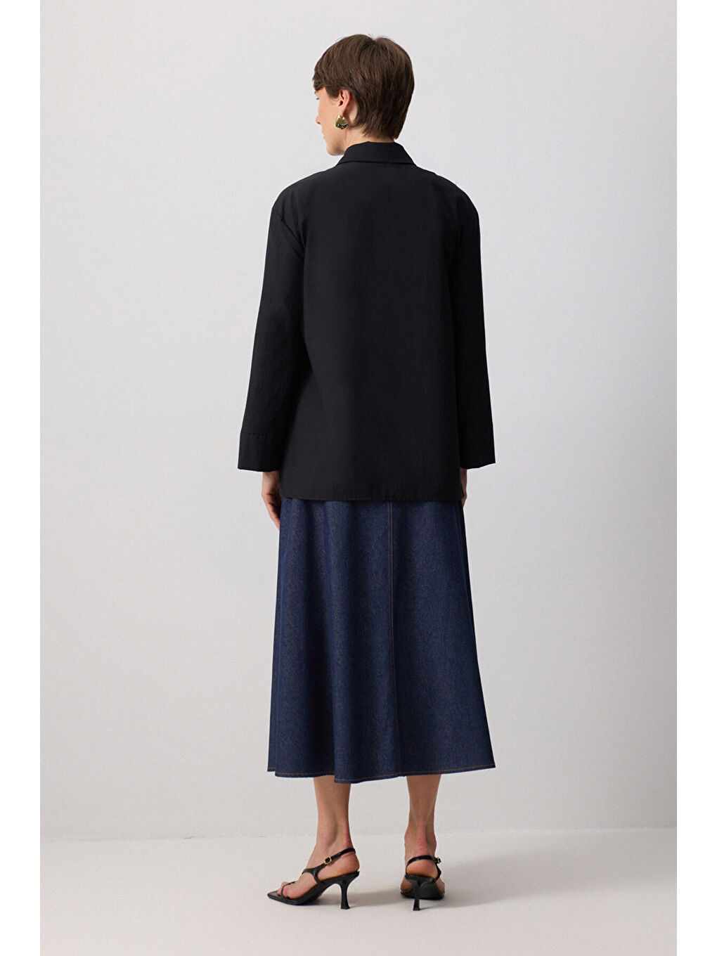 Siyah Kimono Kol Gömlek-3