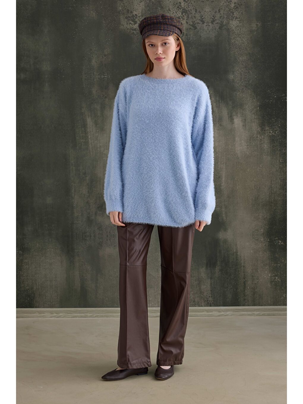 Mavi Yumuşak Tüylü Kazak Aqua