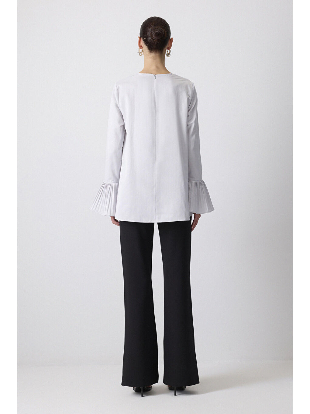 Gri Pileli Manşet Tunik-3