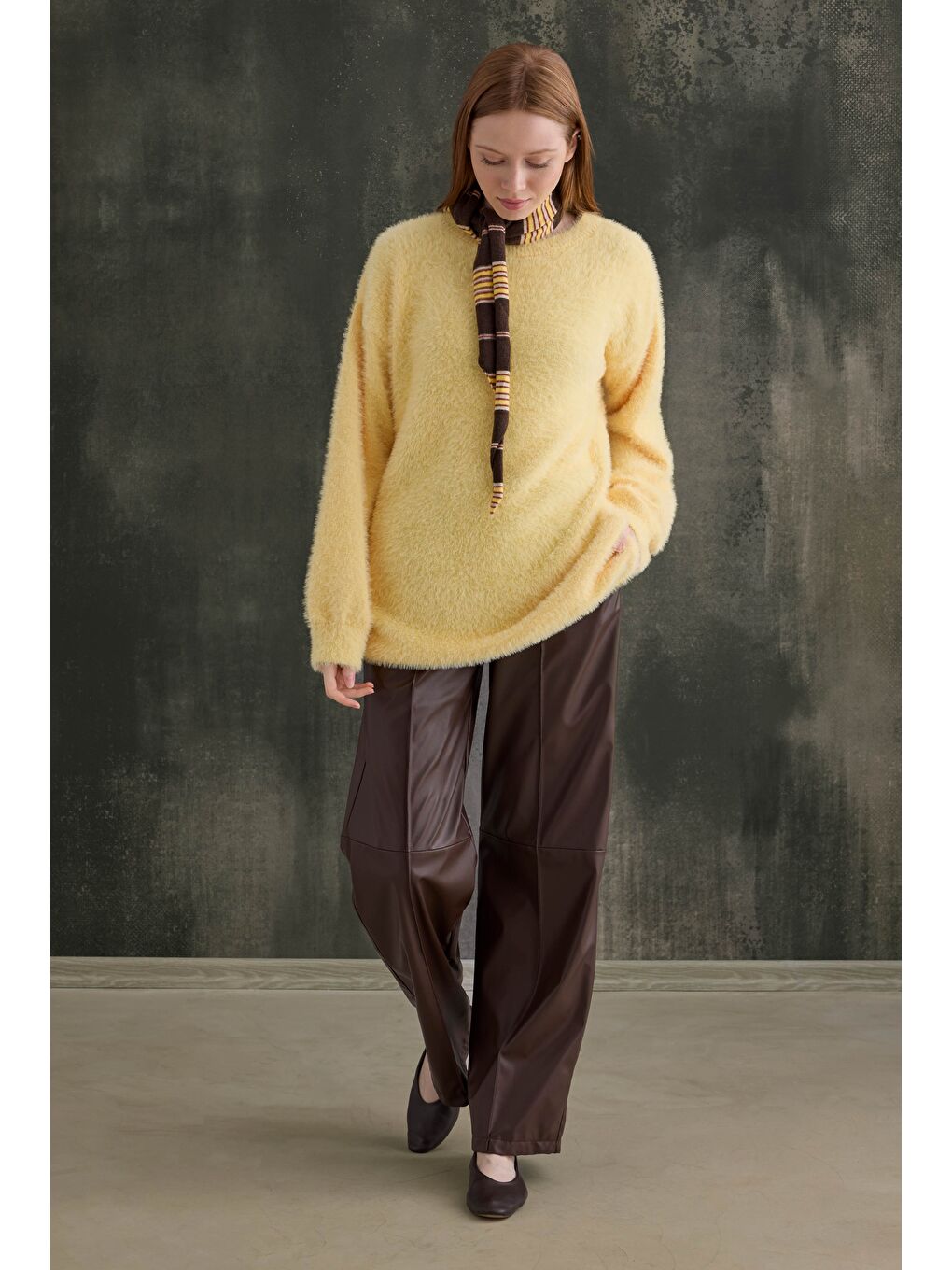 Yumuşak Tüylü Kazak Soft Sarı-3