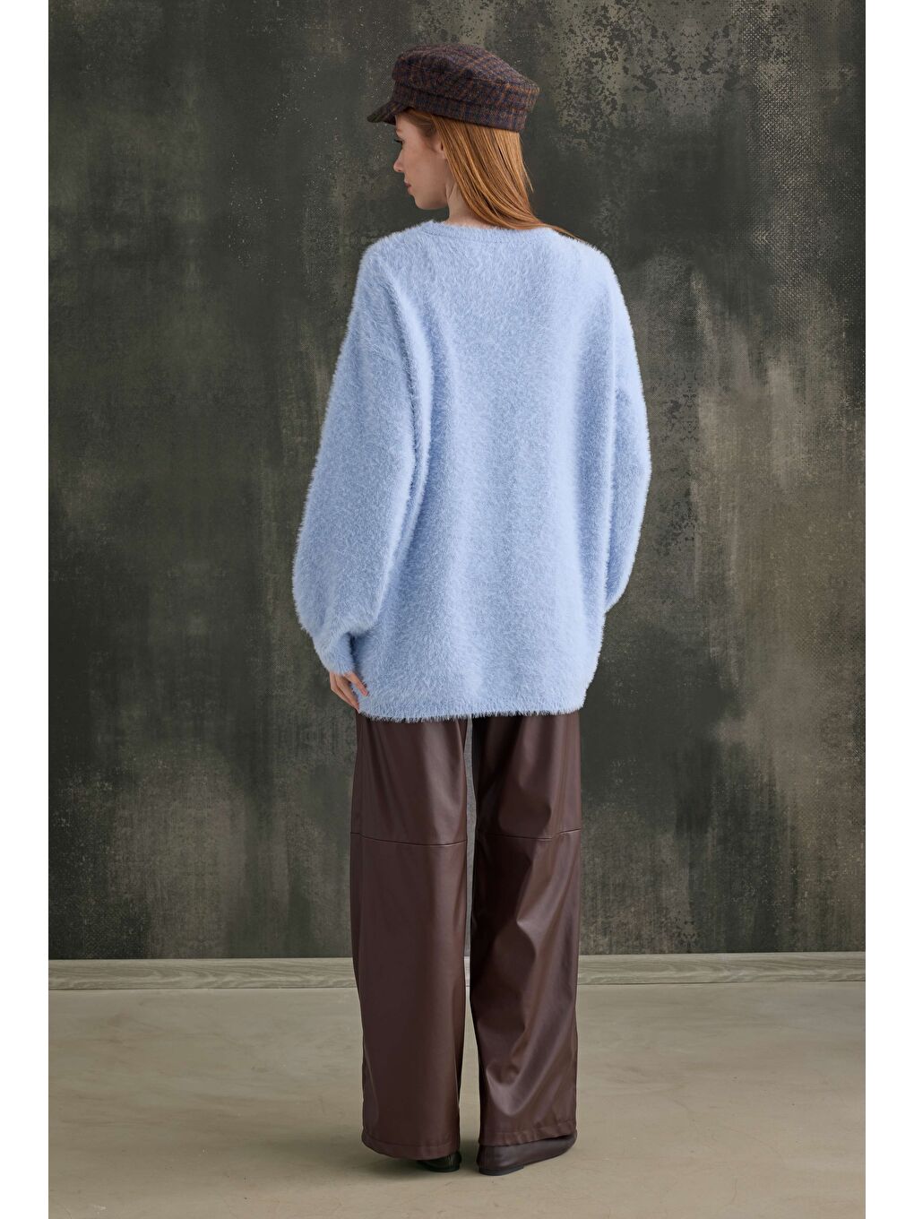 Mavi Yumuşak Tüylü Kazak Aqua-1