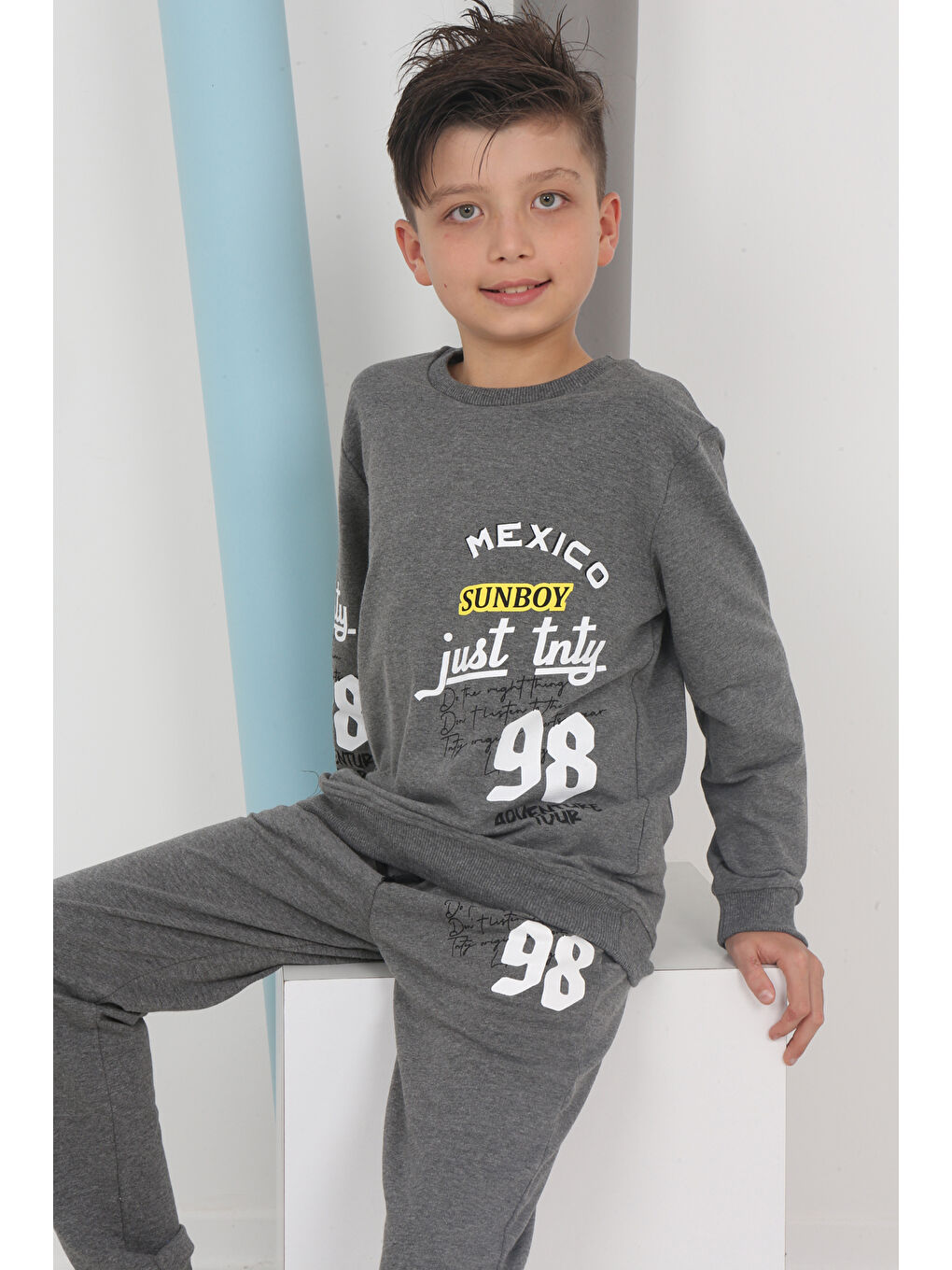 Antrasit Erkek Çocuk Just Tnty Baskılı Eşofman Takım-1