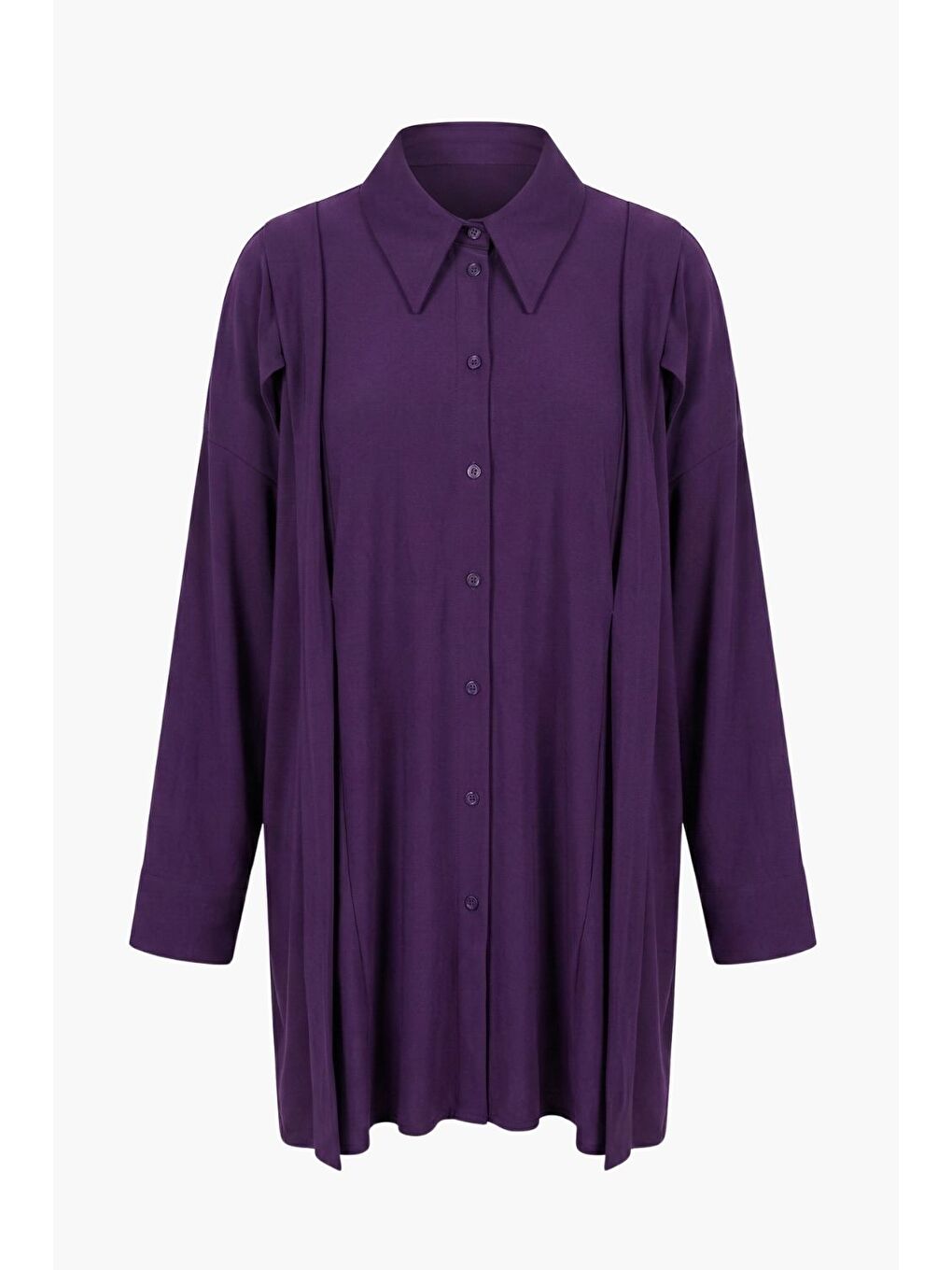 Omuz Detaylı Mor Polyamid Bluz