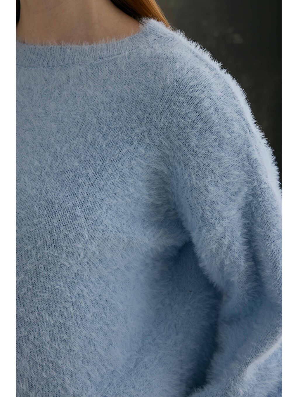 Mavi Yumuşak Tüylü Kazak Aqua-3