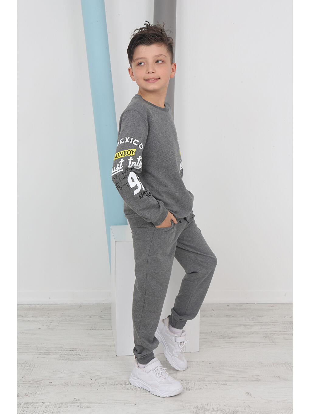 Antrasit Erkek Çocuk Just Tnty Baskılı Eşofman Takım-3