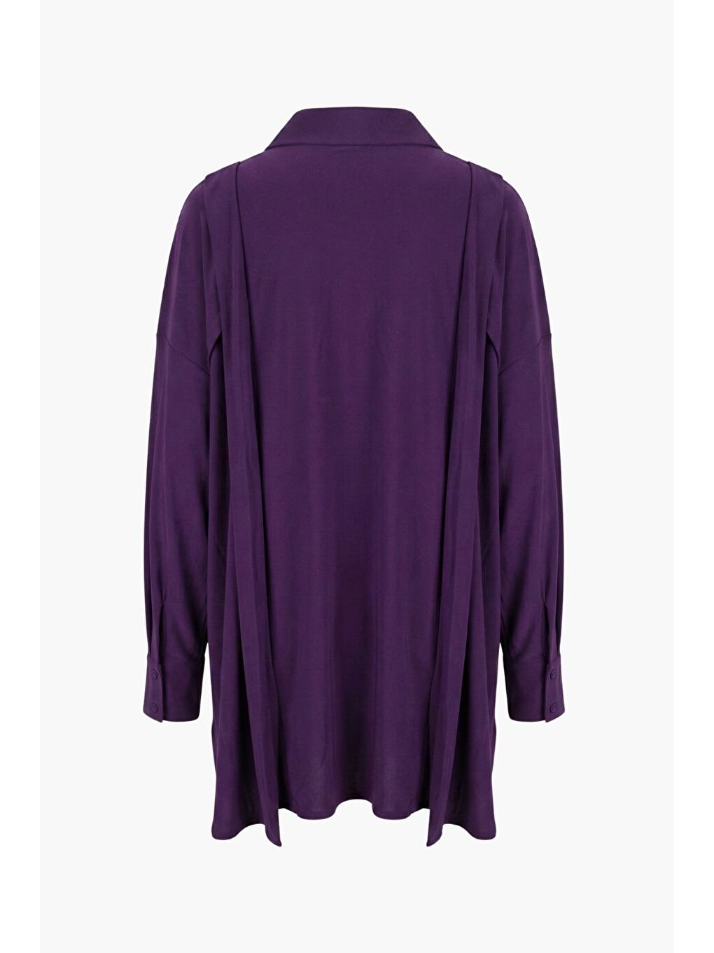 Omuz Detaylı Mor Polyamid Bluz-1