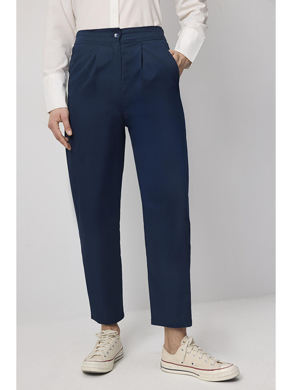 Lacivert %100 Pamuklu Kontrast Dikişli Ceket Pantolon Takım-5