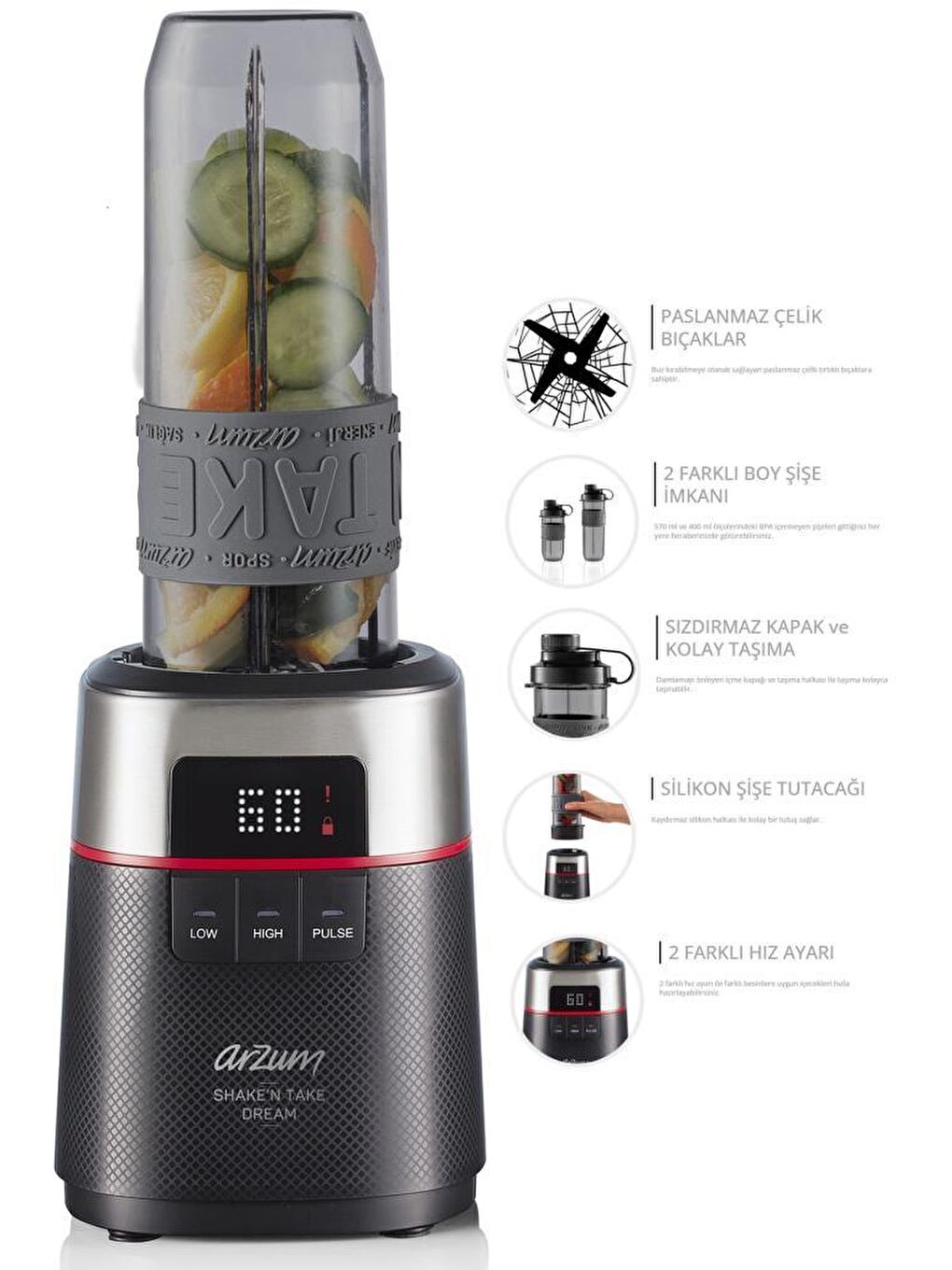 ARZUM AR1148 Shake'N Take Dream Kişisel 500 W Smoothie Blender